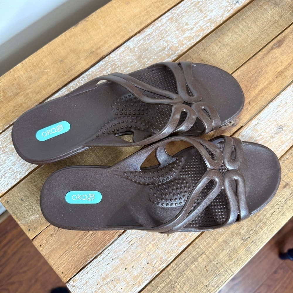 OKA b. Women's Brown Slide Slip on  Waterproof Sandals Size Large - Picture 4 of 12